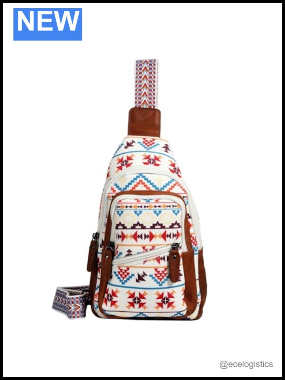 Aztec Canvas Sling Crossbody with Concealed Carry Compartment